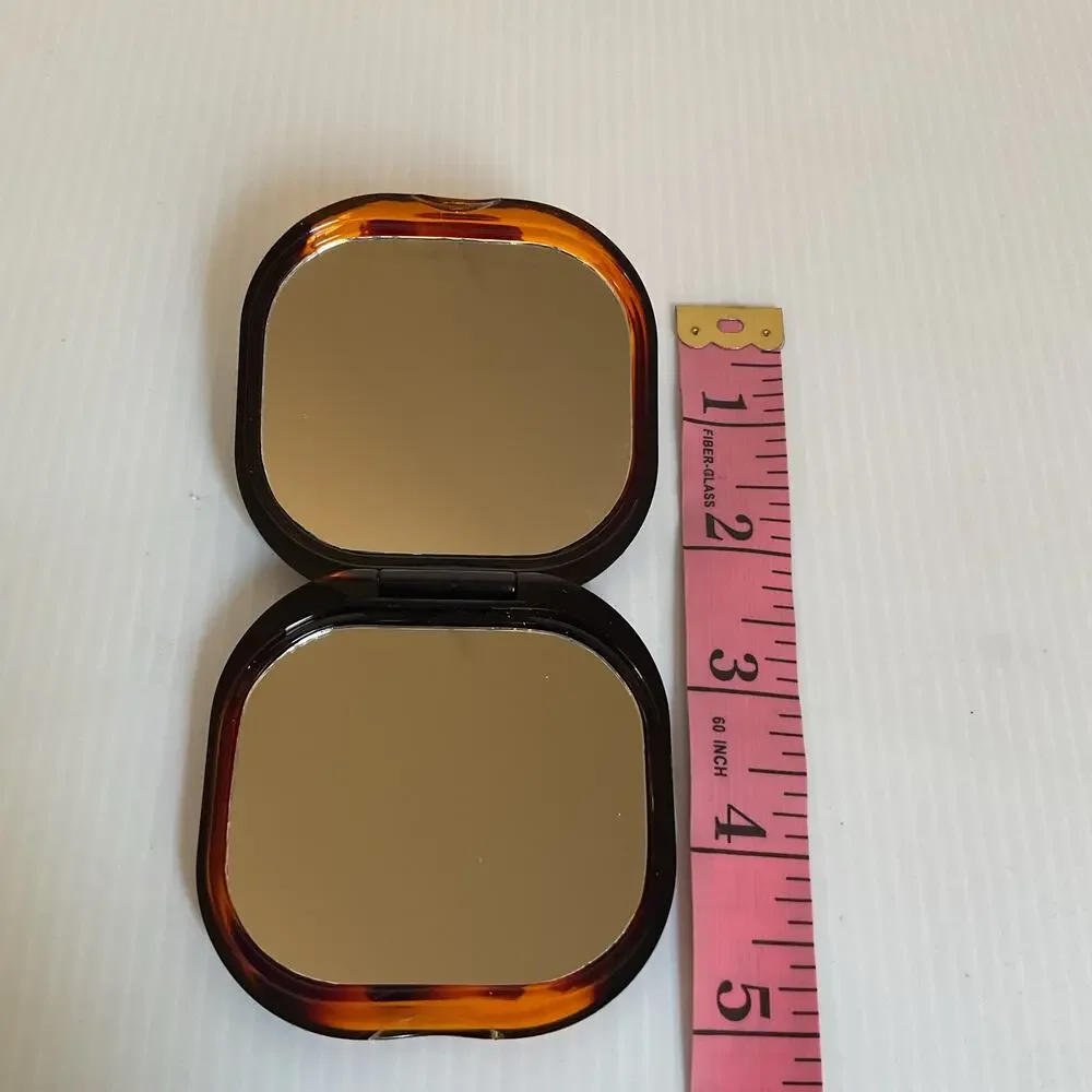 Hand-Painted Mexican Compact Mirror Monarch Butterfly Michoacán Gold Foil Art